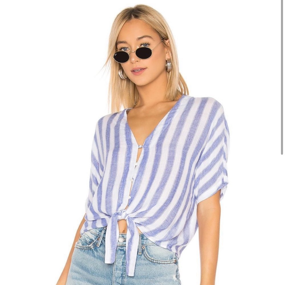RAILS “Thea” Blue + White Striped Crop Top